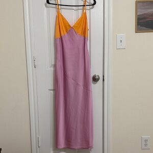 Forever 21 Pink and Orange Maxi Slip Dress